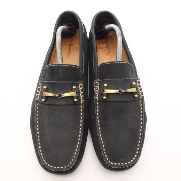 G.H. Bass & Co Driving Loafers Wheldon Bit Men's 12 M Dark Navy Leather Moccasin - Picture 1 of 9
